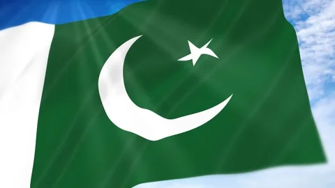 Pakistan Flag Seamless Loop 4k 60fps on Sky Background Stock Footage 341675997
