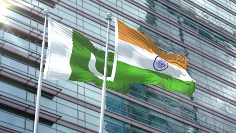 Pakistan Flag VS Flag of Inida Stock Footage 343590174