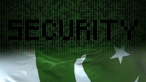 Pakistan flag - Waving flag on matrix binary code background Stock Footage 321422475
