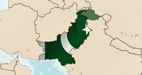 The pakistan flag waving inside the country on a world map Stock Footage 339033341