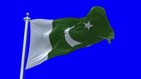 Pakistan Flag Waving in Loopable and Textured green screen background Stock Footage 296876120