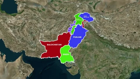 Pakistan Geography Map Showing All States Zoom Animation 4K Stock-Footage 331765894