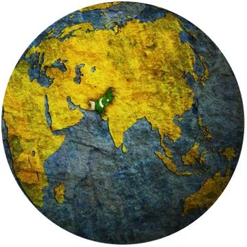Pakistan on globe map Stock Illustration