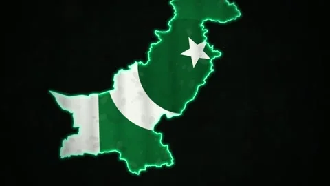 Pakistan Map Animation Glowing Border and Flag Reveal 1080p Stock Footage 345146228