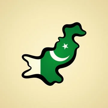 Pakistan - Map colored with flag Stock Illustration