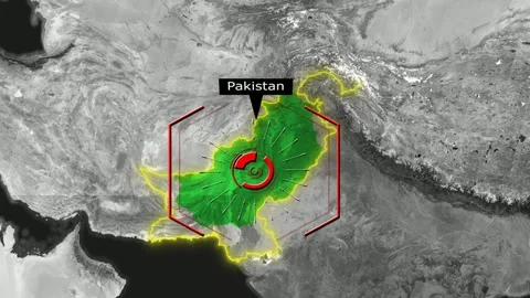 Pakistan Map - Cyber Attack Stock Footage 268614718