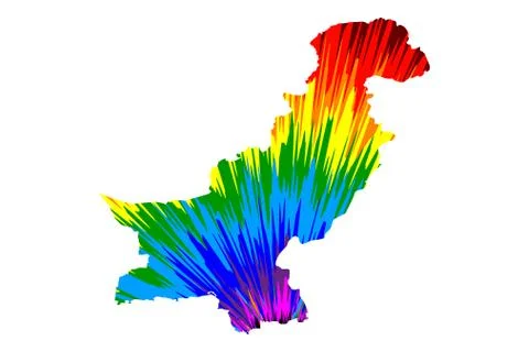 Pakistan - map is designed rainbow abstract colorful pattern, Islamic Republi Stock Illustration