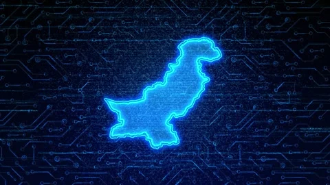 Pakistan Map Digital Technology Opener Stock Footage 335081854