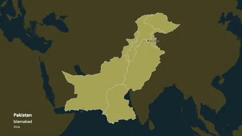 Pakistan map - extract. Regions. Pattern. Labels Stock Footage 177912927