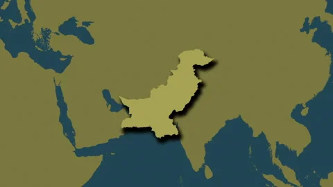 Pakistan map - extract. Shadow. Pattern. Labels Stock Footage 177912891