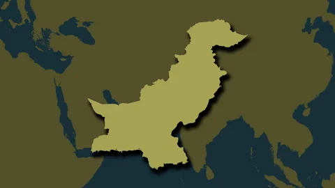 Pakistan map - extract. Shadow. Pattern. Labels Stock Footage 322764131