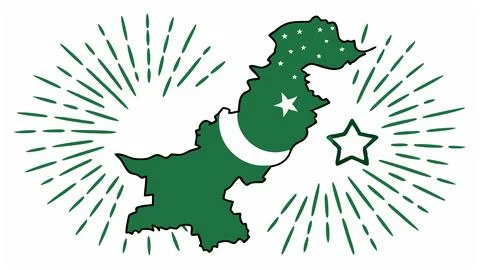 Pakistan map with flag design vector illustration independence day pakistan nati Stock Illustration