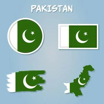Pakistan map with flag inside it, modern Map Vector Concept with flag. Stock Illustration