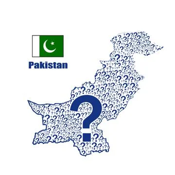 Pakistan map flag made from question mark. Illustrazione stock
