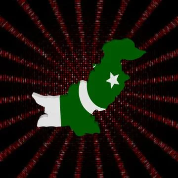 Pakistan map flag on red hex code burst illustration イラスト素材