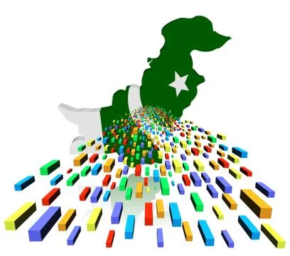 Pakistan map flag reflected with containers illustration Stock Illustration