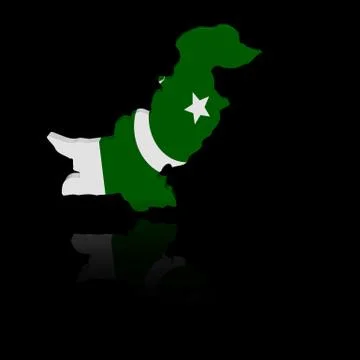 Pakistan map flag with reflection illustration Stock Illustration