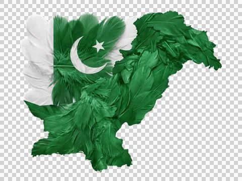Pakistan map made of feathers on a transparent background, 3d illustration. Stock Illustration