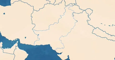 Pakistan map with most important cities and frontier lines Video stock 337431140