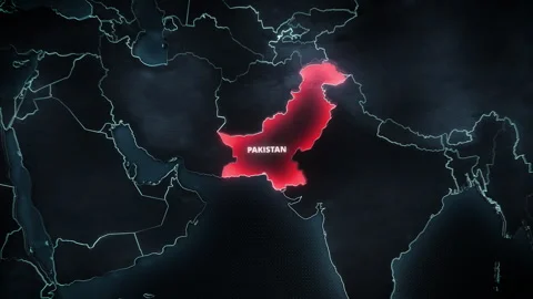Pakistan Map Red Alert Highlight Broadcast News Graphic Stock Footage 336571018