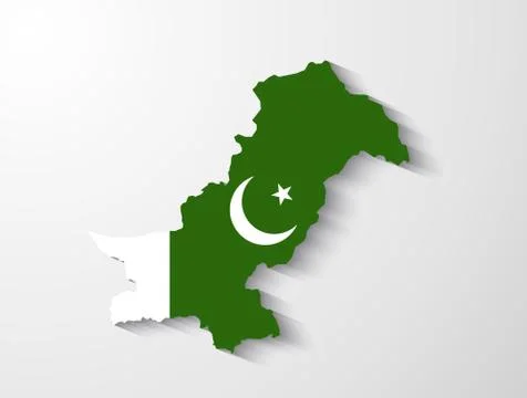 Pakistan map with shadow effect presentation Stock Illustration