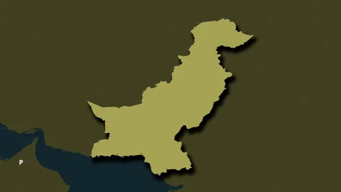 Pakistan map - solid. Shadow. Pattern. Labels Stock Footage 322768994