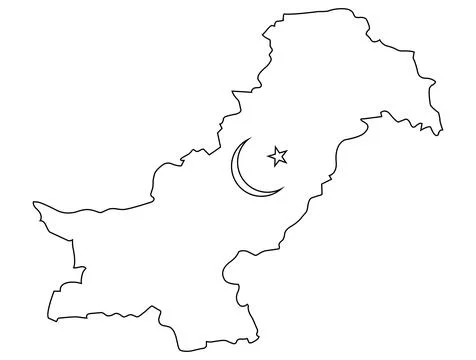 Pakistan map vector showing moon and star symbol of unity and pride Stock Illustration