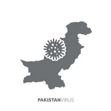 Pakistan map with a virus microbe. Illness and disease outbreak Stock Illustration