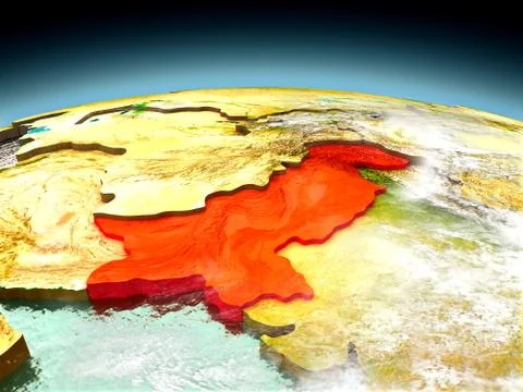 Pakistan on model of Earth Stock Illustration