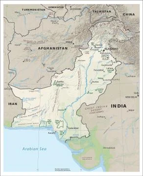 Pakistan physiography map Stock Illustration