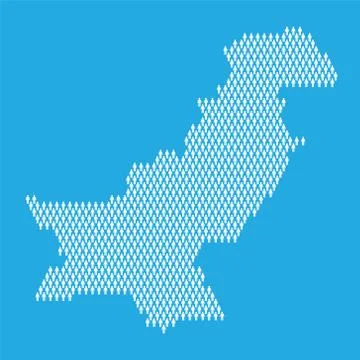 Pakistan population. Statistic map made from stick figure people Stock Illustration