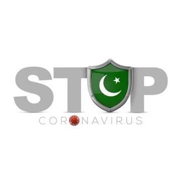 Pakistan protective shield. Stop coronavius concept. 3D Render Stock Illustration