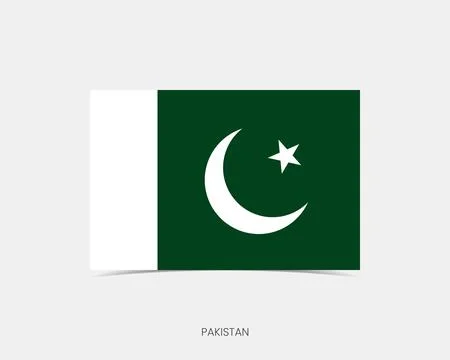 Pakistan Rectangle flag icon with shadow. Stock Illustration
