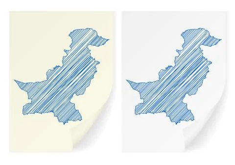 Pakistan scribble map 스톡 일러스트