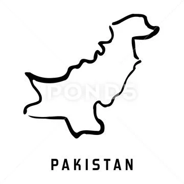 Pakistan simple map outline - smooth simplified country shape map vector. ~  Clip Art #137754123