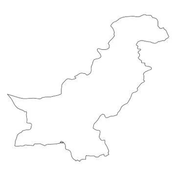 Pakistan - solid black outline border map of country area. Simple flat vector Stock Illustration