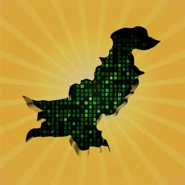 Pakistan sunburst map with hex code illustration Stock Illustration