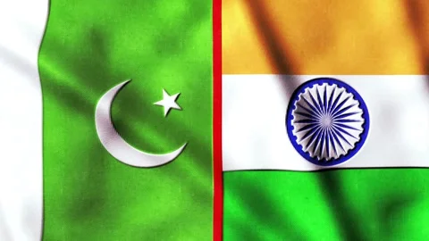 Pakistan vs India Flags Waving Animation Loop for Cricket Rivalry Concept. 库存影片 335916075