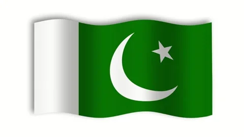Pakistan waving flag animation with white and blue background Stock Footage 252184980