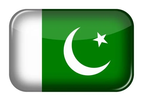 Pakistan web icon rectangle button with clipping path 3d illustration Stock Illustration