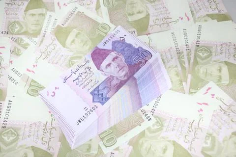 Pakistani currency mix note bundle Stock Photos