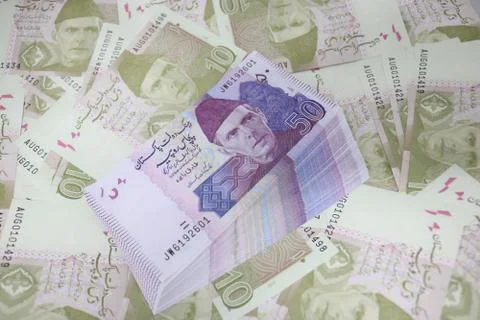 Pakistani currency mix note bundle Foto stock
