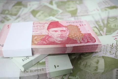 Pakistani currency mix note bundle Stock Photos