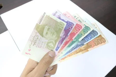 Pakistani currency mix note bundle Stock Photos