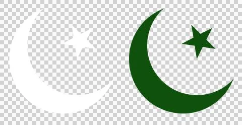 Pakistani flag moon and star banner design transparent background, PNG Vector Ilustração Stock