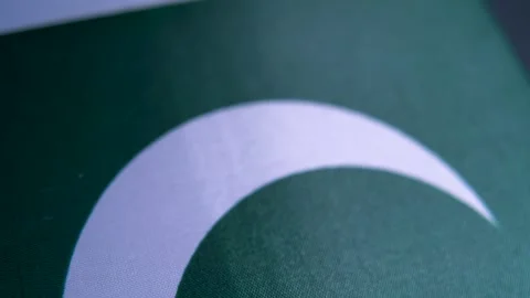 Pakistani Flag Textile Background Crescent Star Detail Stock Footage 329356423