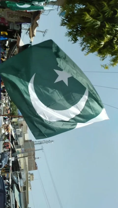 The Pakistani flag waving in air Stock Footage 136661990