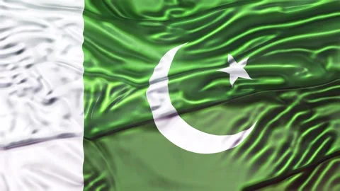 Pakistani Flag Waving Realistic 3D Cloth Motion. Stock Footage 336766625