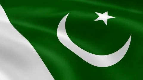 Pakistani flag in the wind Stock Photos