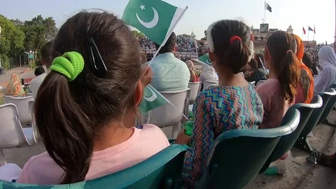 Pakistani kids with flags Video stock 113838243